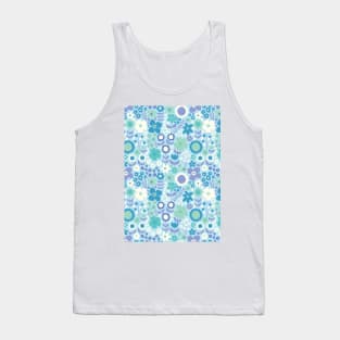 retro florals pattern, 70s groovy blue flowers, flower market, scandinavian florals, blue hues, purple, lilac Tank Top